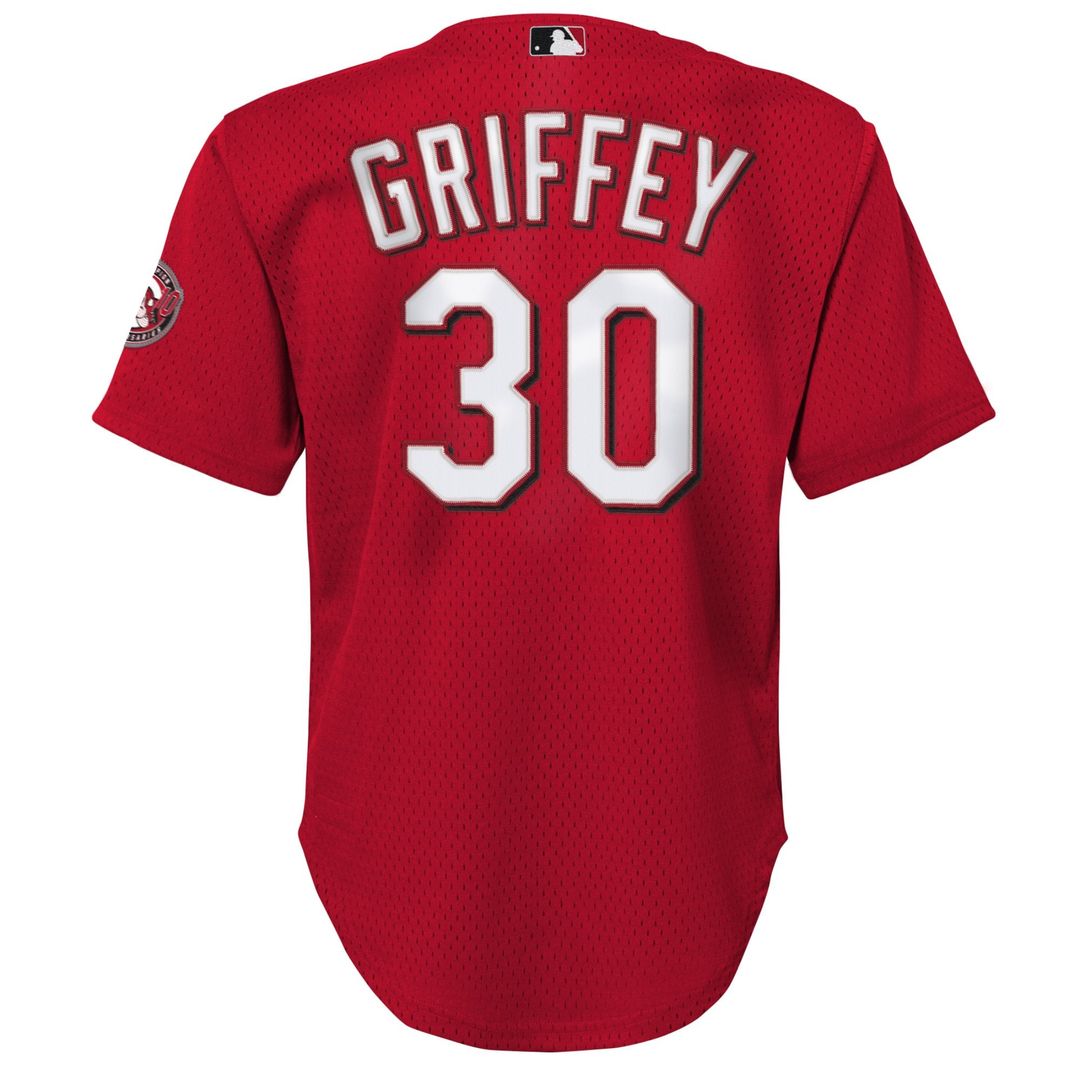 Ken Griffey Jr. Cincinnati Reds Youth Cooperstown Collection Mesh Batting Practice Jersey - Red