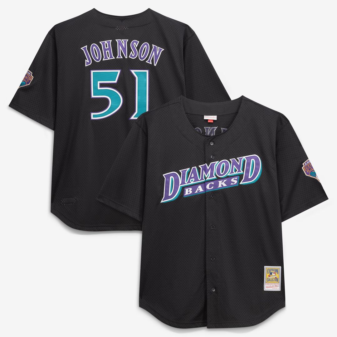 Randy Johnson Arizona Diamondbacks Big & Tall Cooperstown Mesh Batting Practice Jersey - Black