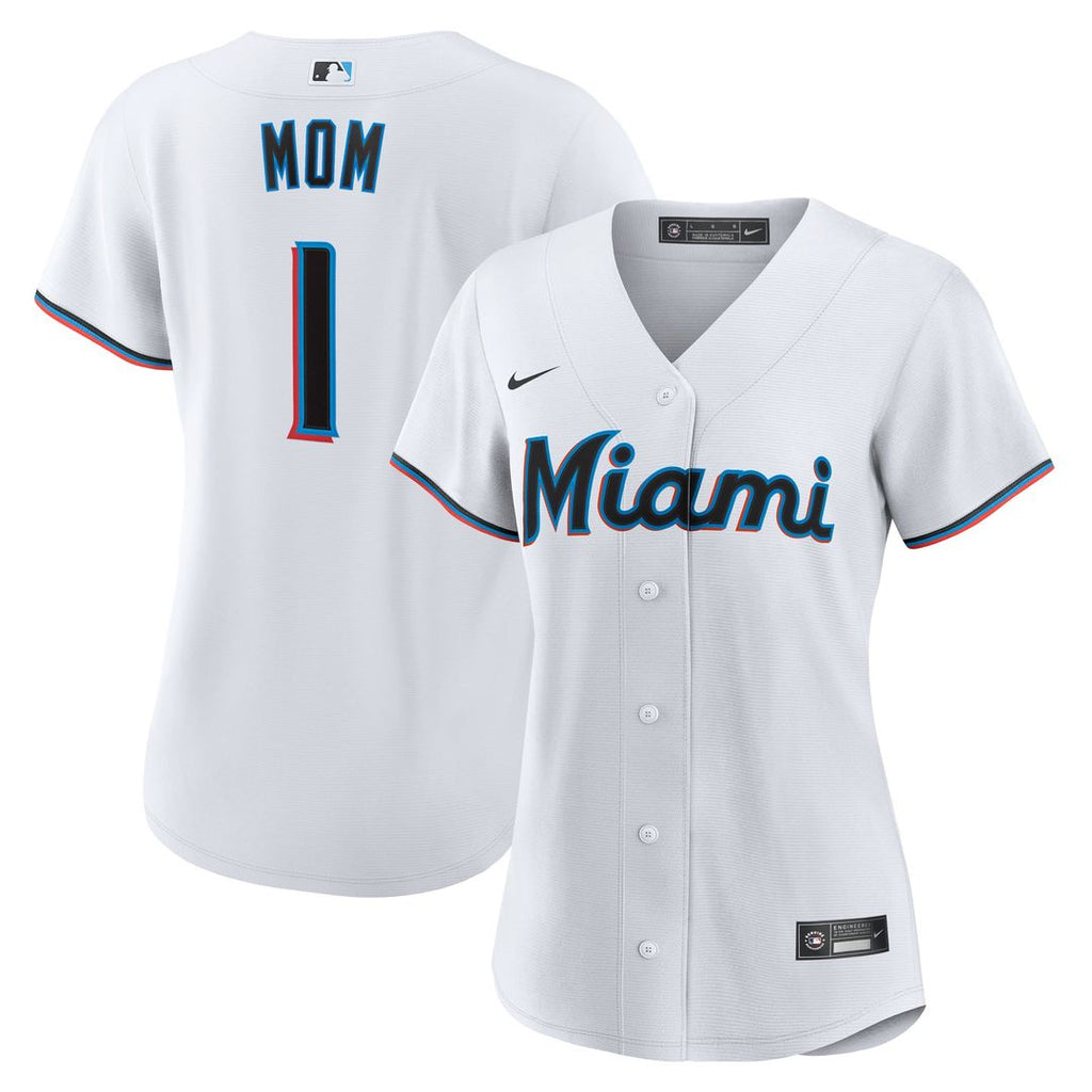 Miami Marlins Women's #1 Mom Home Replica Jersey - White