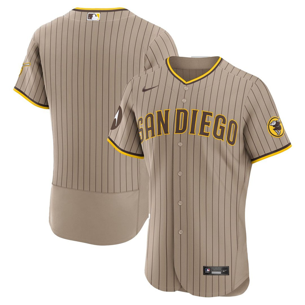 San Diego Padres Alternate Sponsor Patch Authentic Jersey - Khaki
