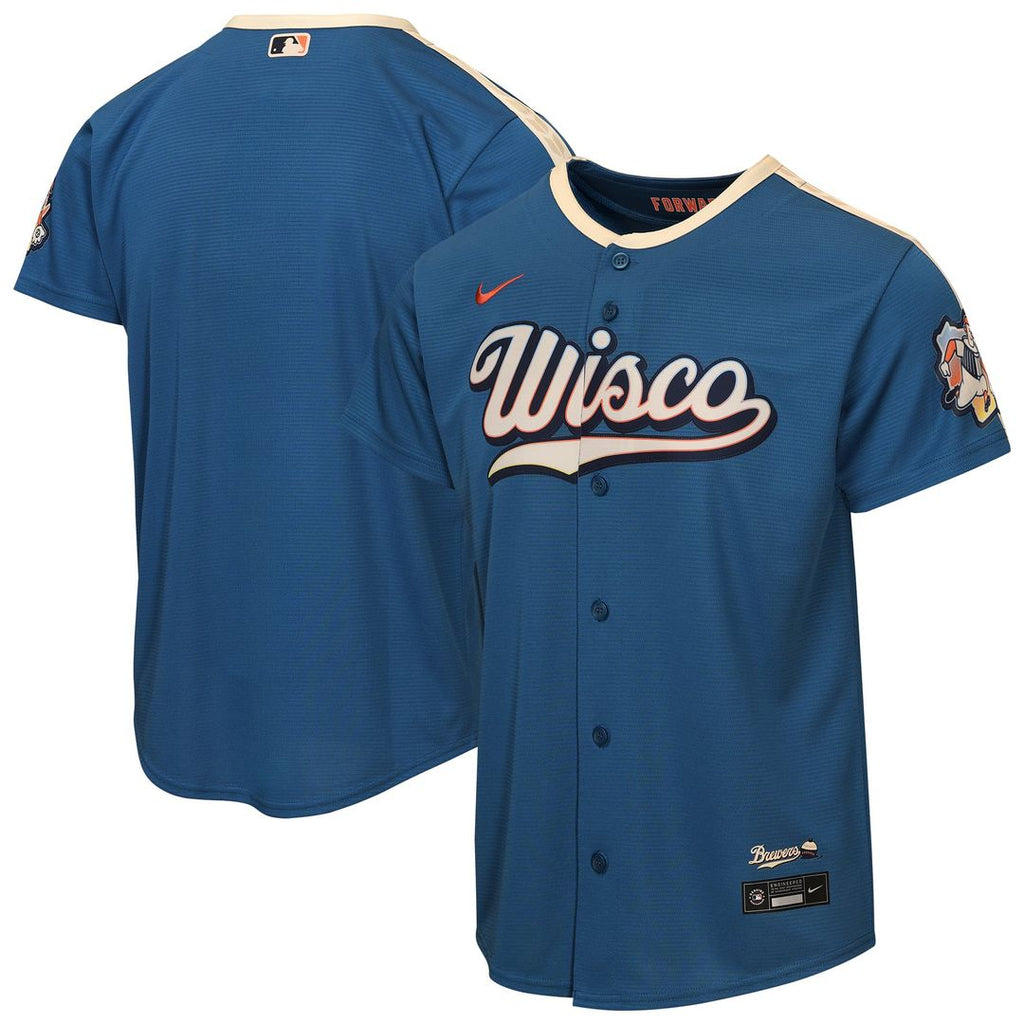 Milwaukee Brewers Youth 2026 City Connect Stadium Jersey - Mineral Blue