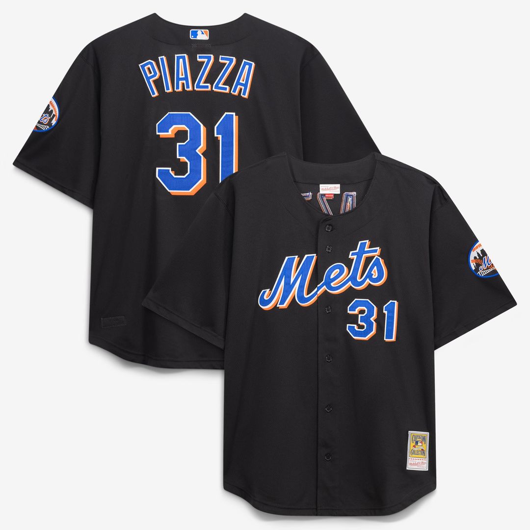Mike Piazza New York Mets Big & Tall Cooperstown Mesh Batting Practice Jersey - Black