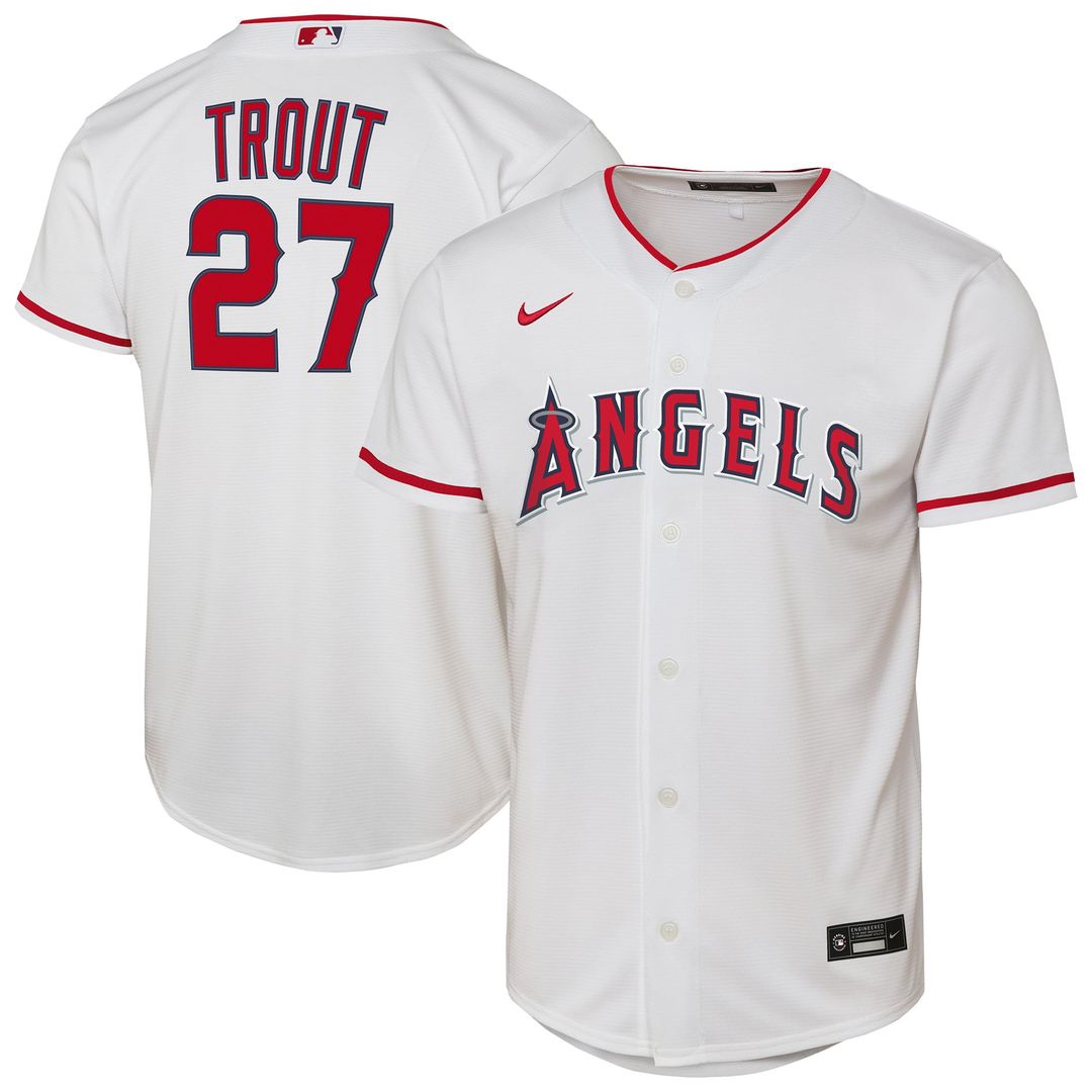 Mike Trout Los Angeles Angels Youth Home Replica Player Jersey - White