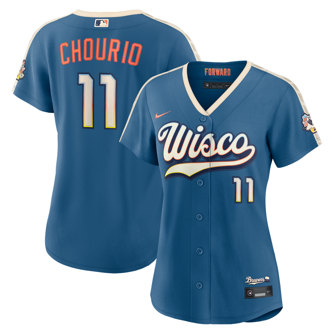 Jackson Chourio Milwaukee Brewers Women's 2026 City Connect Stadium Jersey - Mineral Blue