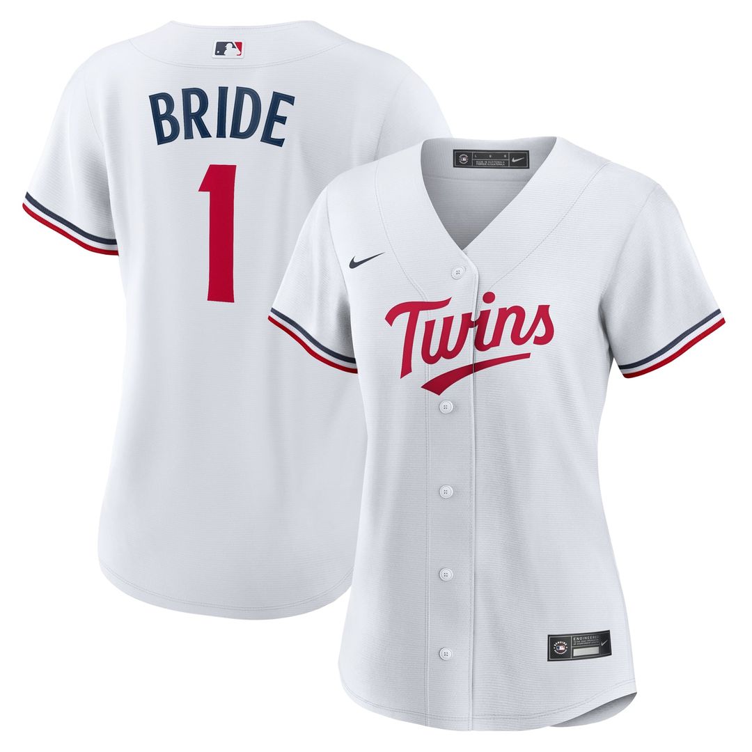 Minnesota Twins Women's #1 Bride Home Replica Jersey - White