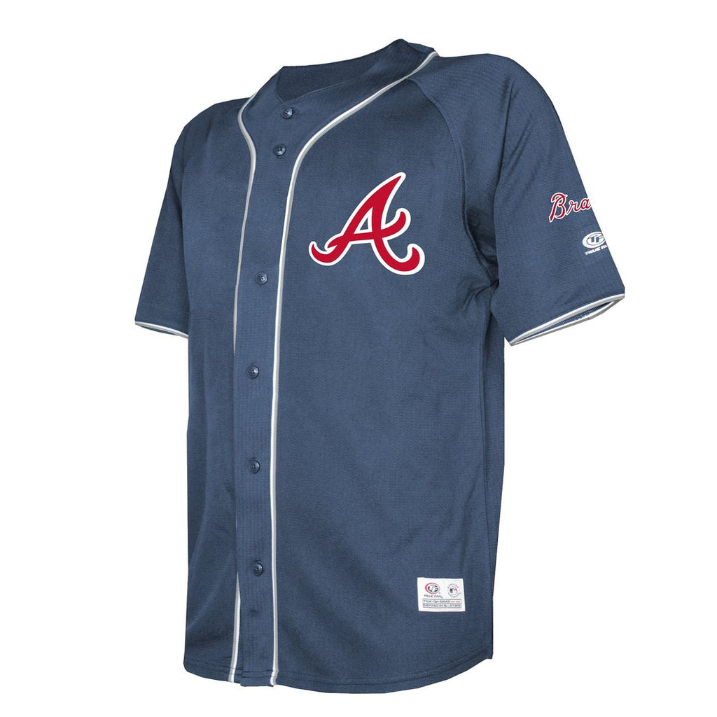 Atlanta Braves Stitches Team Color Full - Button Fashion Jersey - Navy