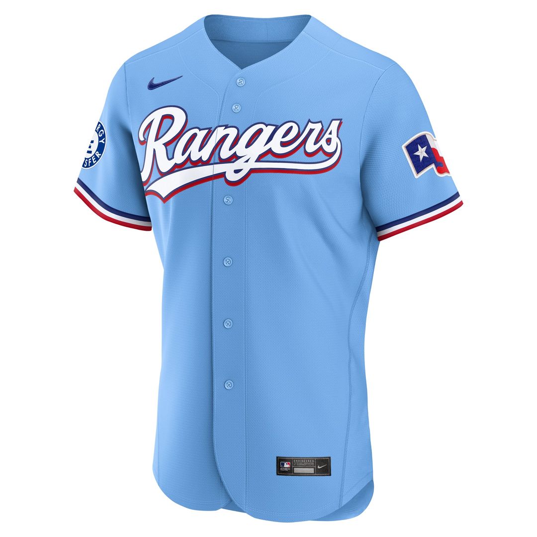 Texas Rangers Alternate Sponsor Patch Authentic Jersey - Light Blue