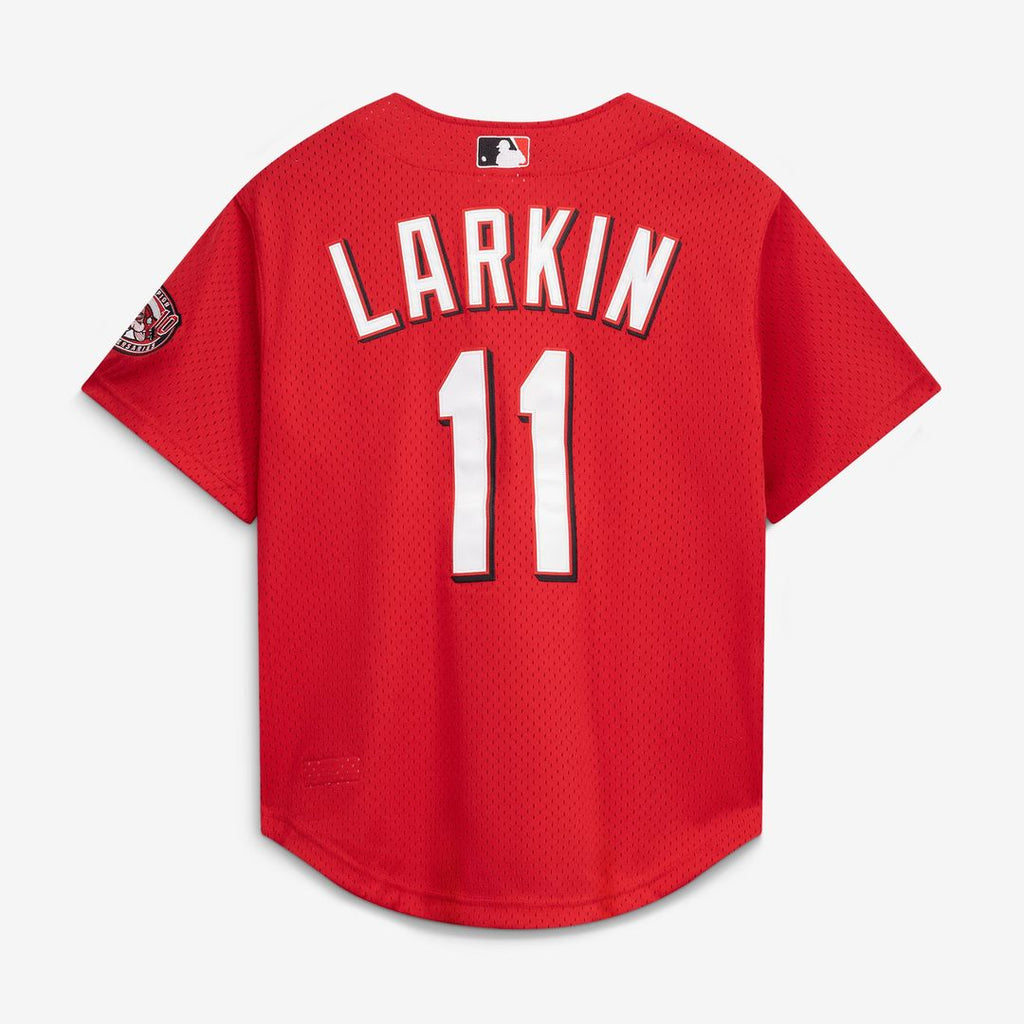 Barry Larkin Cincinnati Reds Cooperstown Collection Mesh Batting Practice Button - Up Jersey - Black