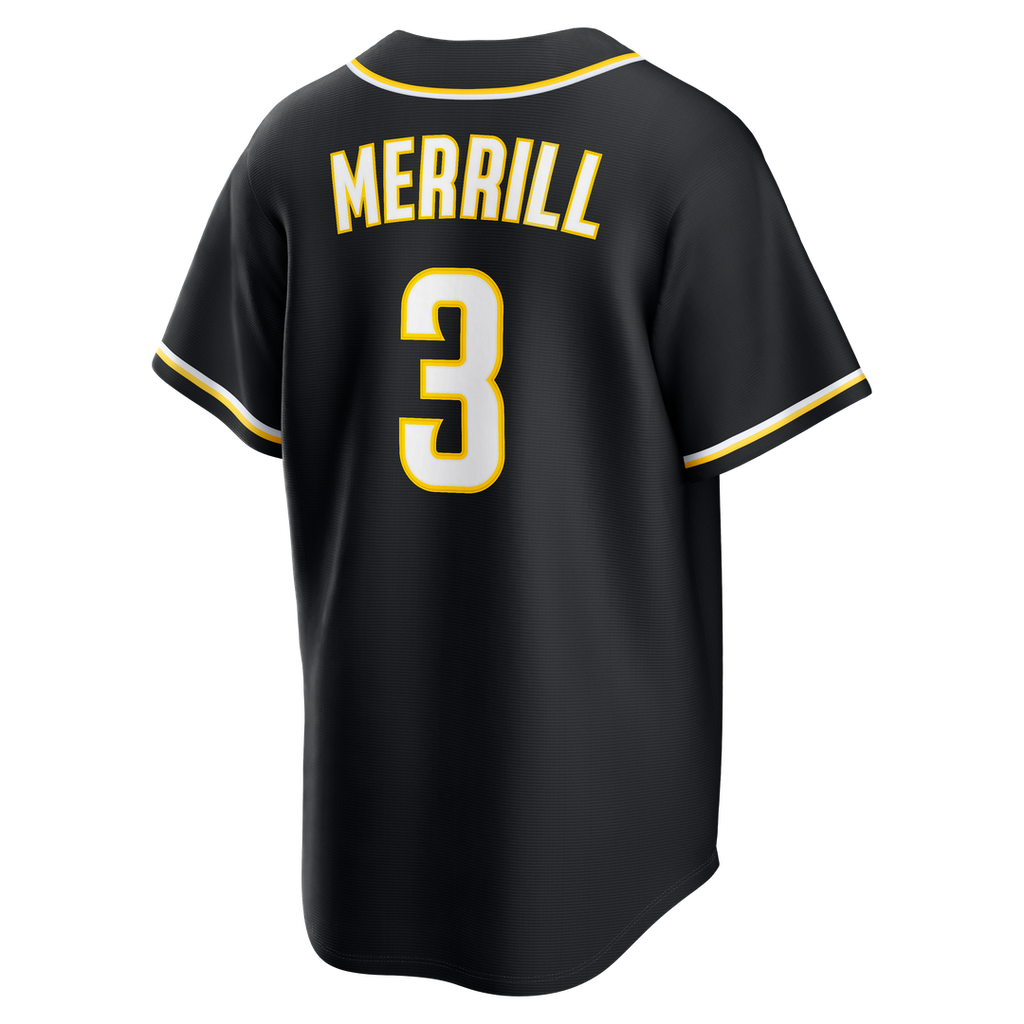 Jackson Merrill San Diego Padres Fashion Replica Black Out Jersey