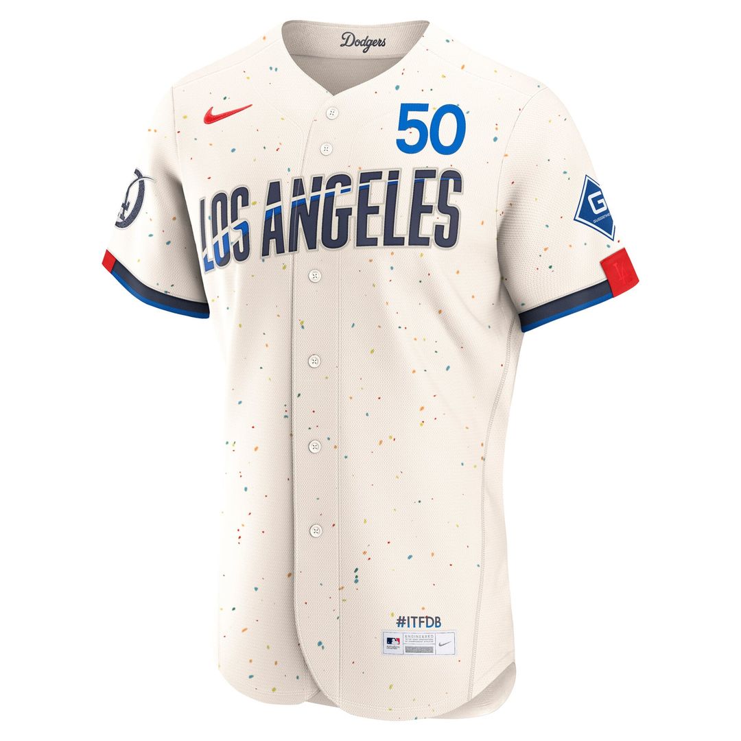 Mookie Betts Los Angeles Dodgers City Connect Authentic Sponsor Patch Jersey - Cream
