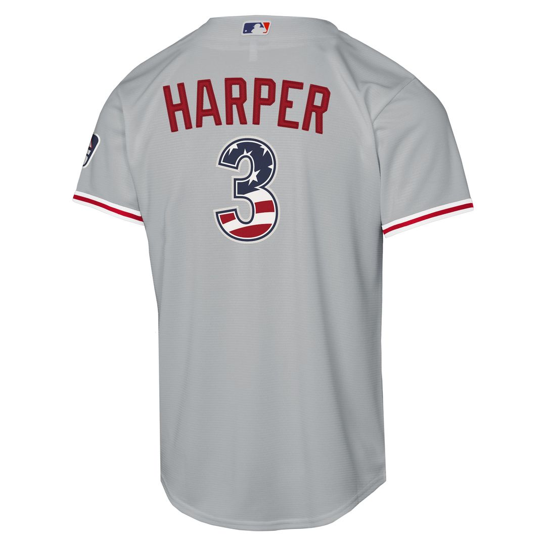 Bryce Harper Philadelphia Phillies Youth USA 250 Fourth of July Road Replica Jersey - Gray