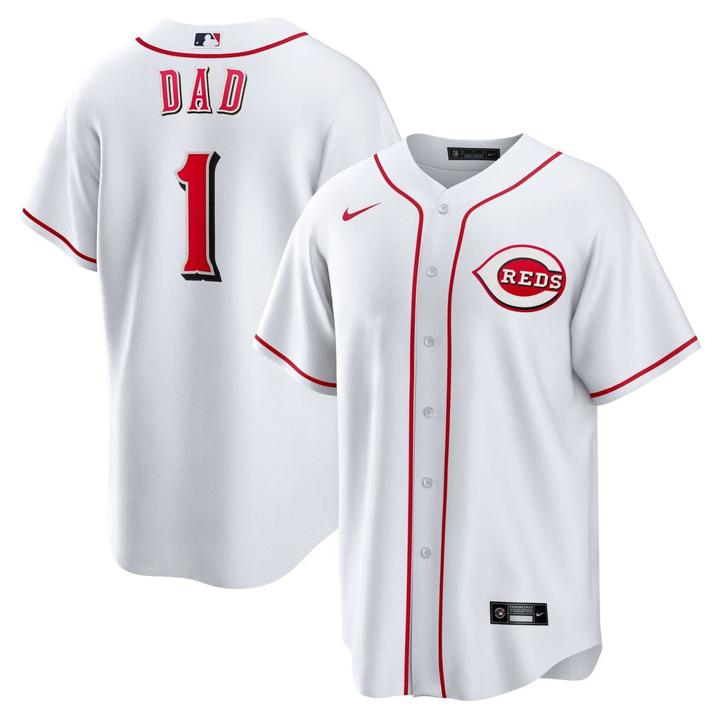 Cincinnati Reds #1 Dad Home Replica Jersey - White