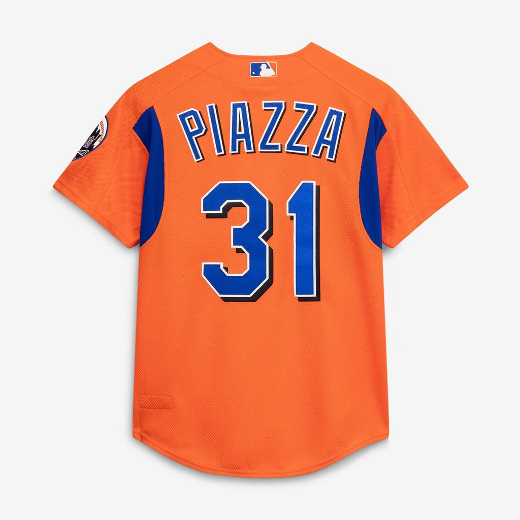 Mike Piazza New York Mets Cooperstown Collection Mesh Batting Practice Button - Up Jersey - Orange