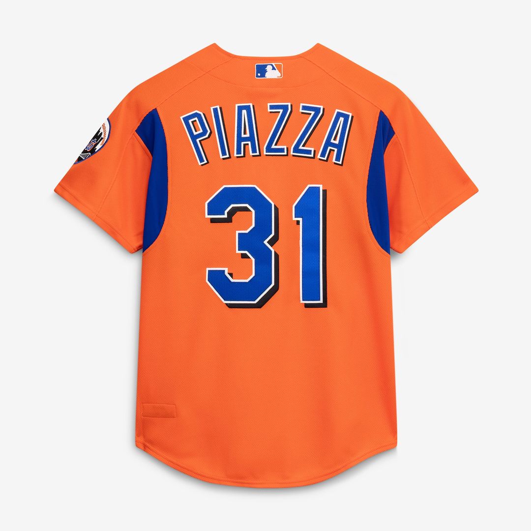 Mike Piazza New York Mets Cooperstown Collection Mesh Batting Practice Button - Up Jersey - Orange