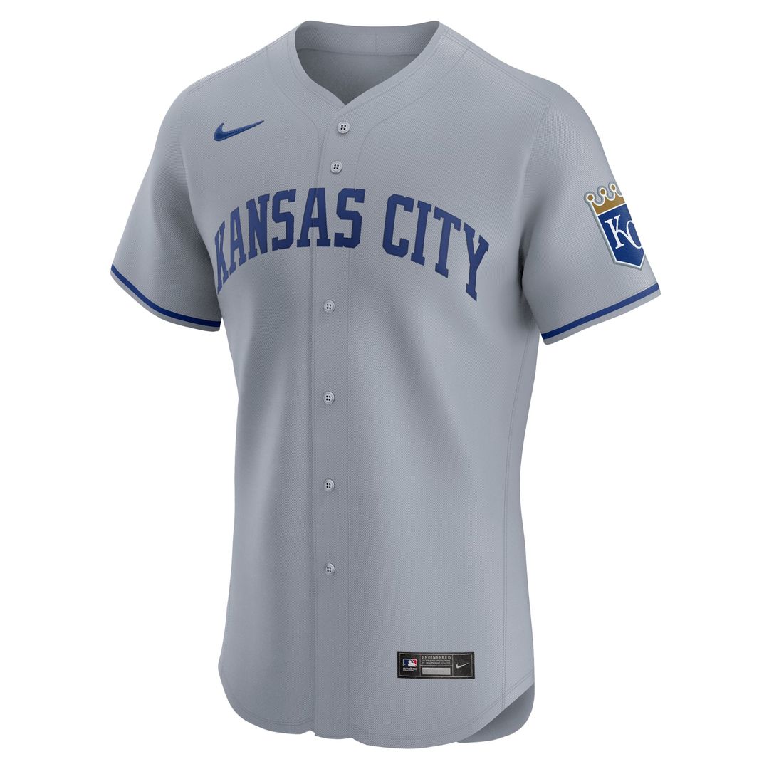 Kansas City Royals Road Vapor Premier Elite Patch Jersey - Gray