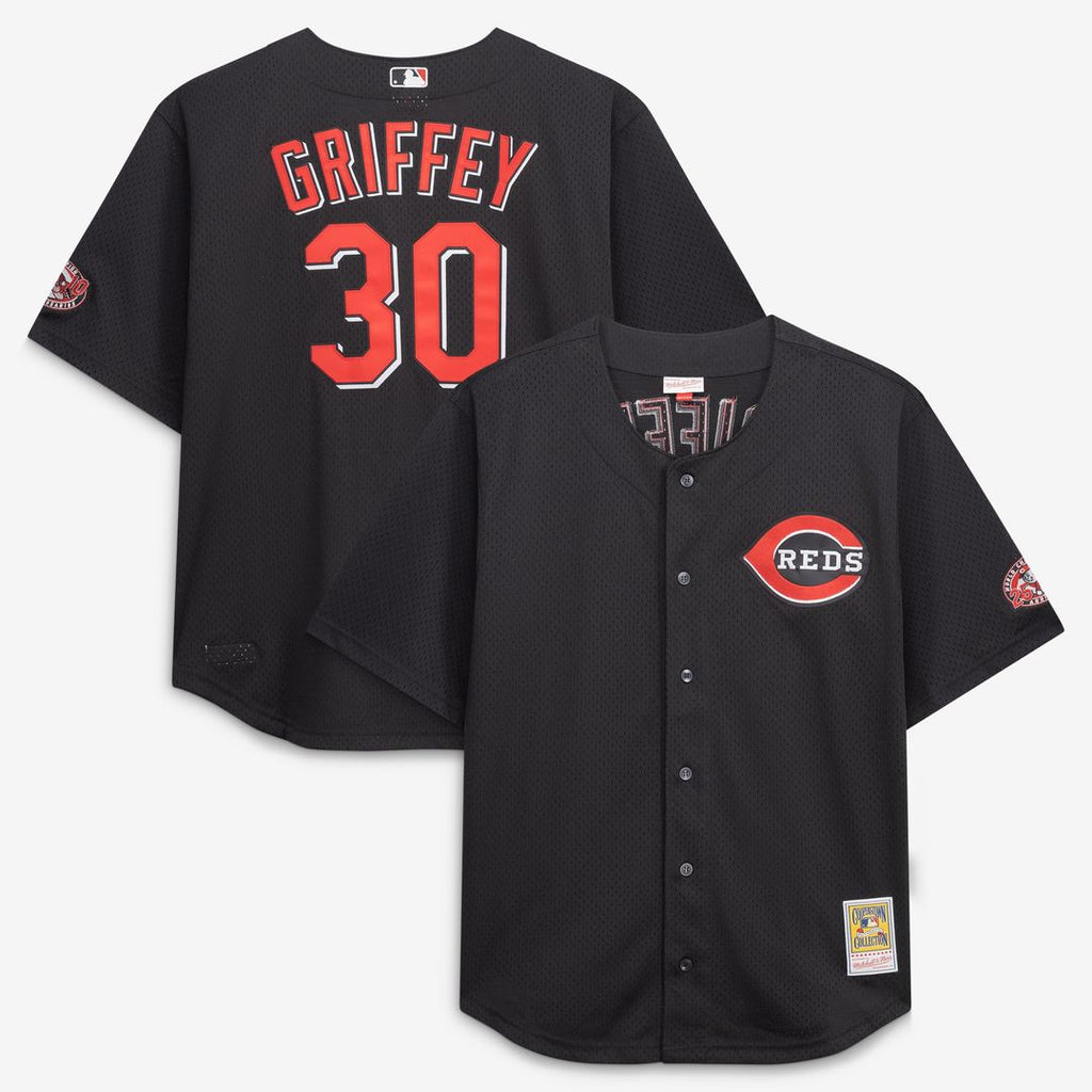 Ken Griffey Jr. Cincinnati Reds Big & Tall Cooperstown Mesh Batting Practice Jersey - Black