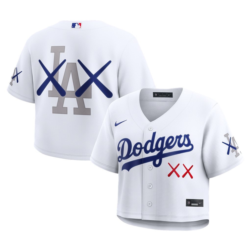 Los Angeles Dodgers x KAWS Women's Cropped Replica Jersey - White