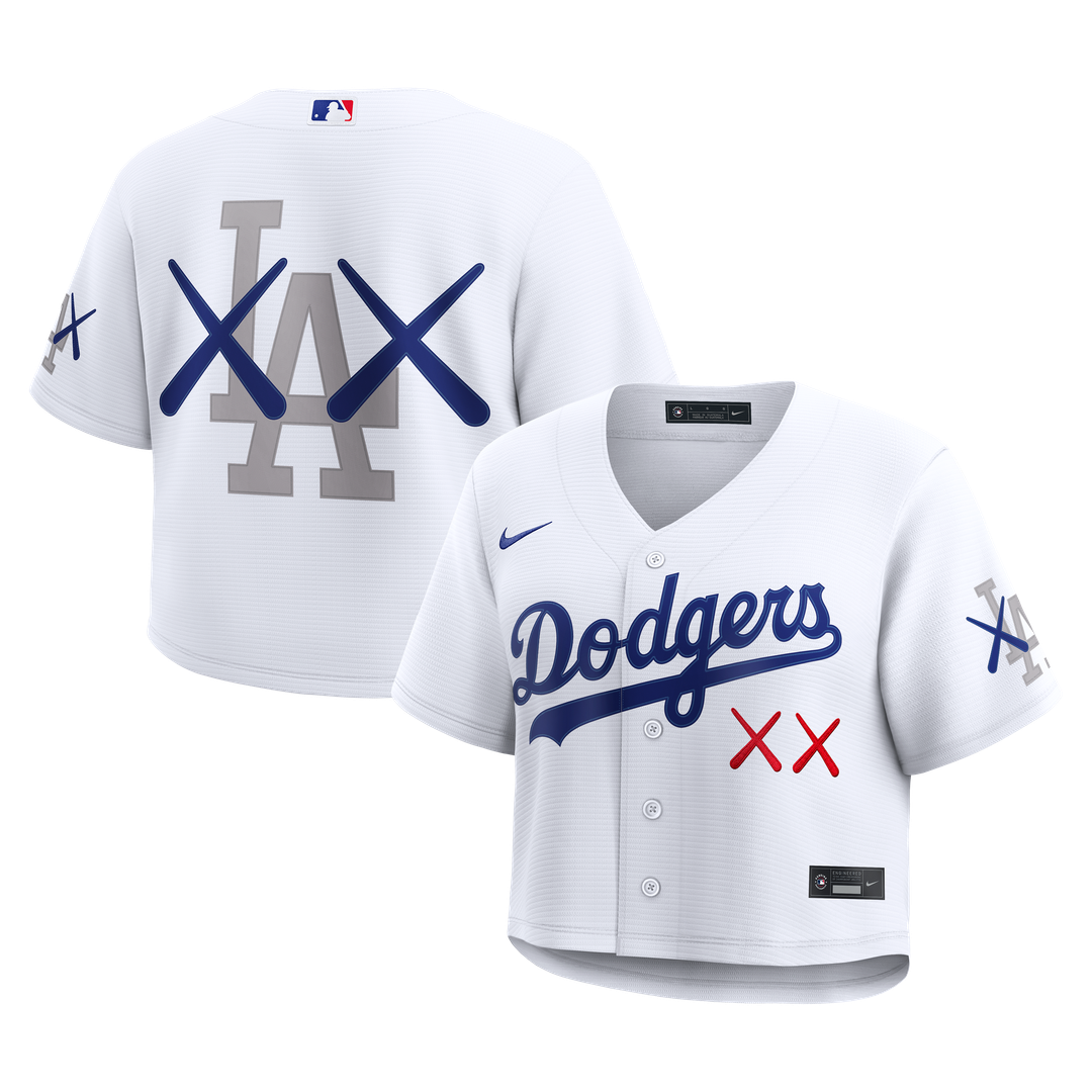 Los Angeles Dodgers x KAWS Women's Cropped Replica Jersey - White