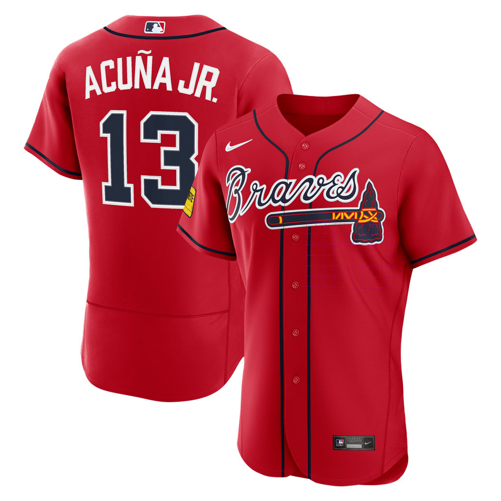 Ronald Acuña Jr. Atlanta Braves Alternate Authentic Sponsor Patch Jersey - Red