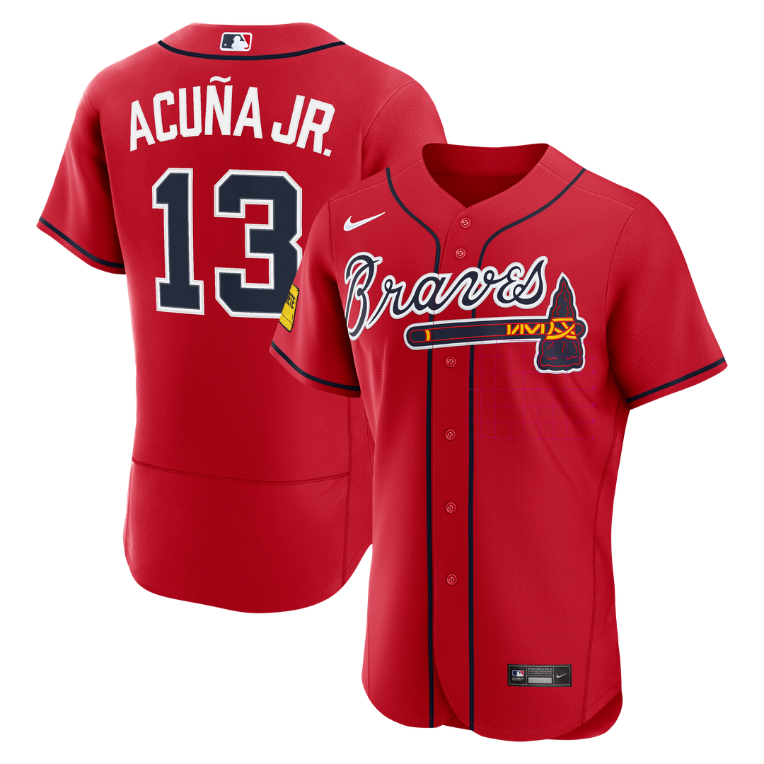 Ronald Acuña Jr. Atlanta Braves Alternate Authentic Sponsor Patch Jersey - Red