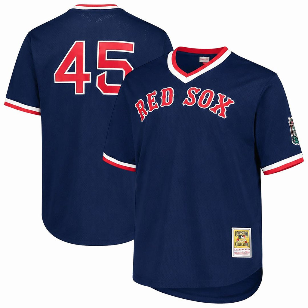 Pedro Martinez Boston Red Sox Big & Tall Cooperstown Mesh Batting Practice Jersey - Navy