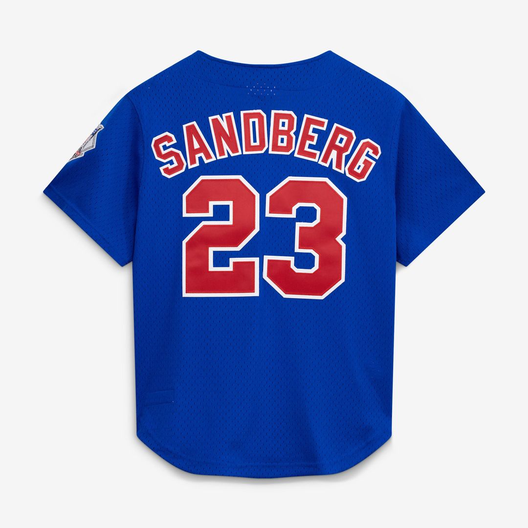 Ryne Sandberg Chicago Cubs Cooperstown Collection 1997 Mesh Batting Practice Button - Up Jersey - Royal