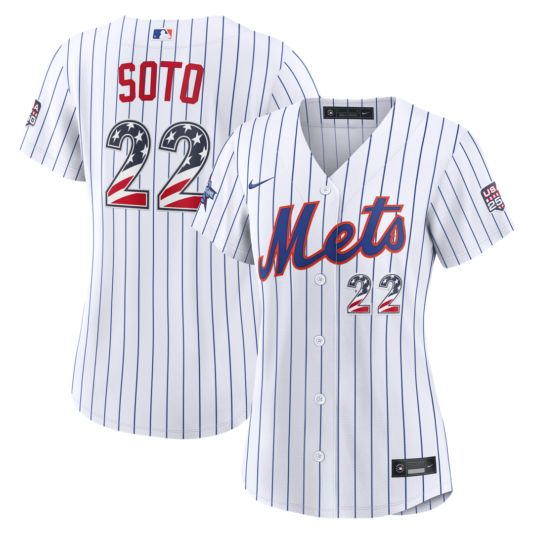 2026 All - Star Edition Stars & Stripes Women's New York Mets Juan Soto White Stadium Jersey