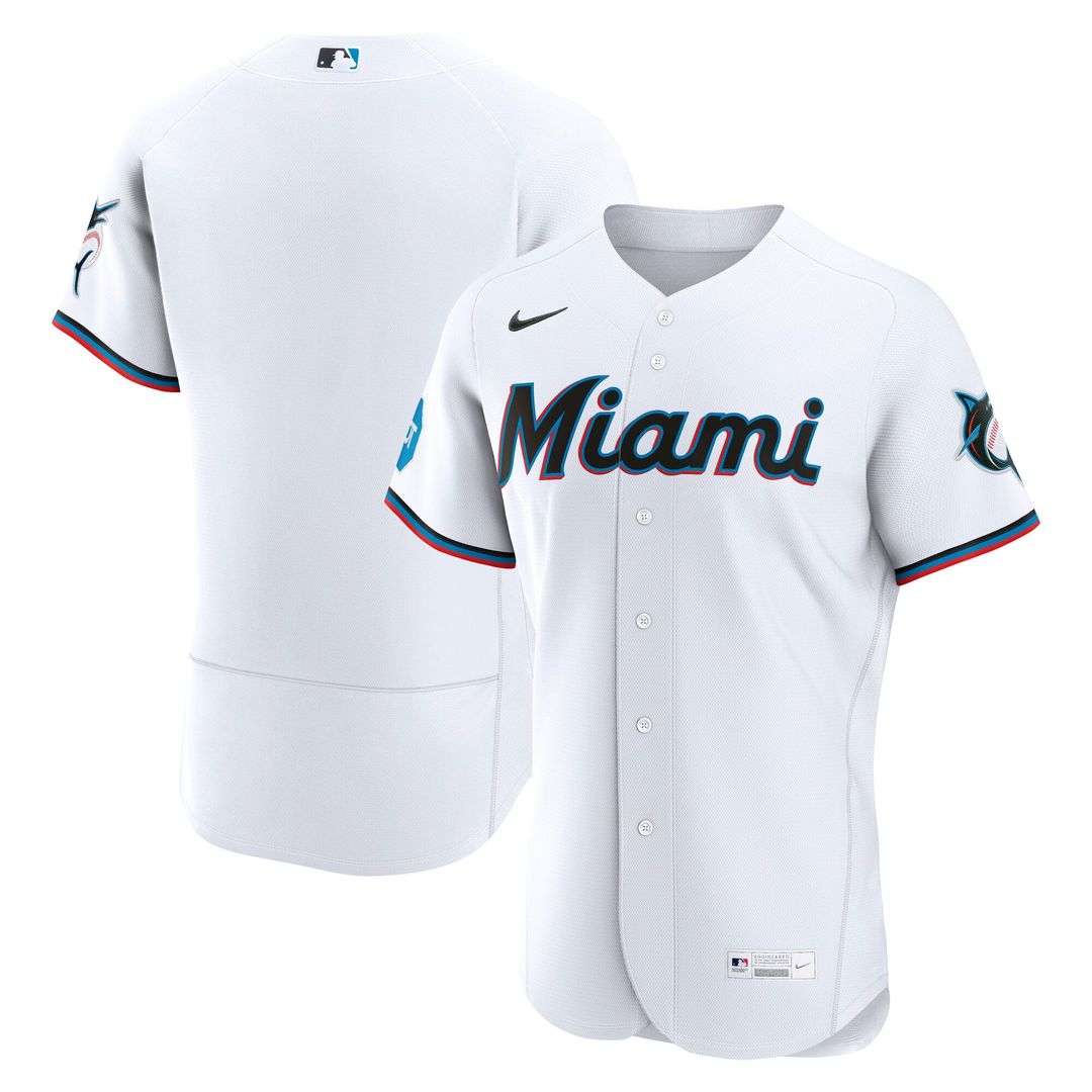Miami Marlins Home Sponsor Patch Authentic Jersey - White