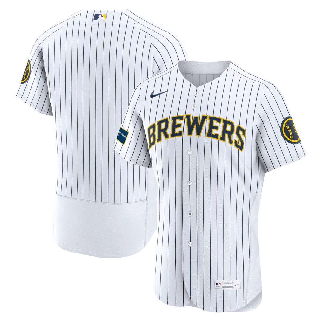 Milwaukee Brewers Alternate Sponsor Patch Authentic Jersey - White
