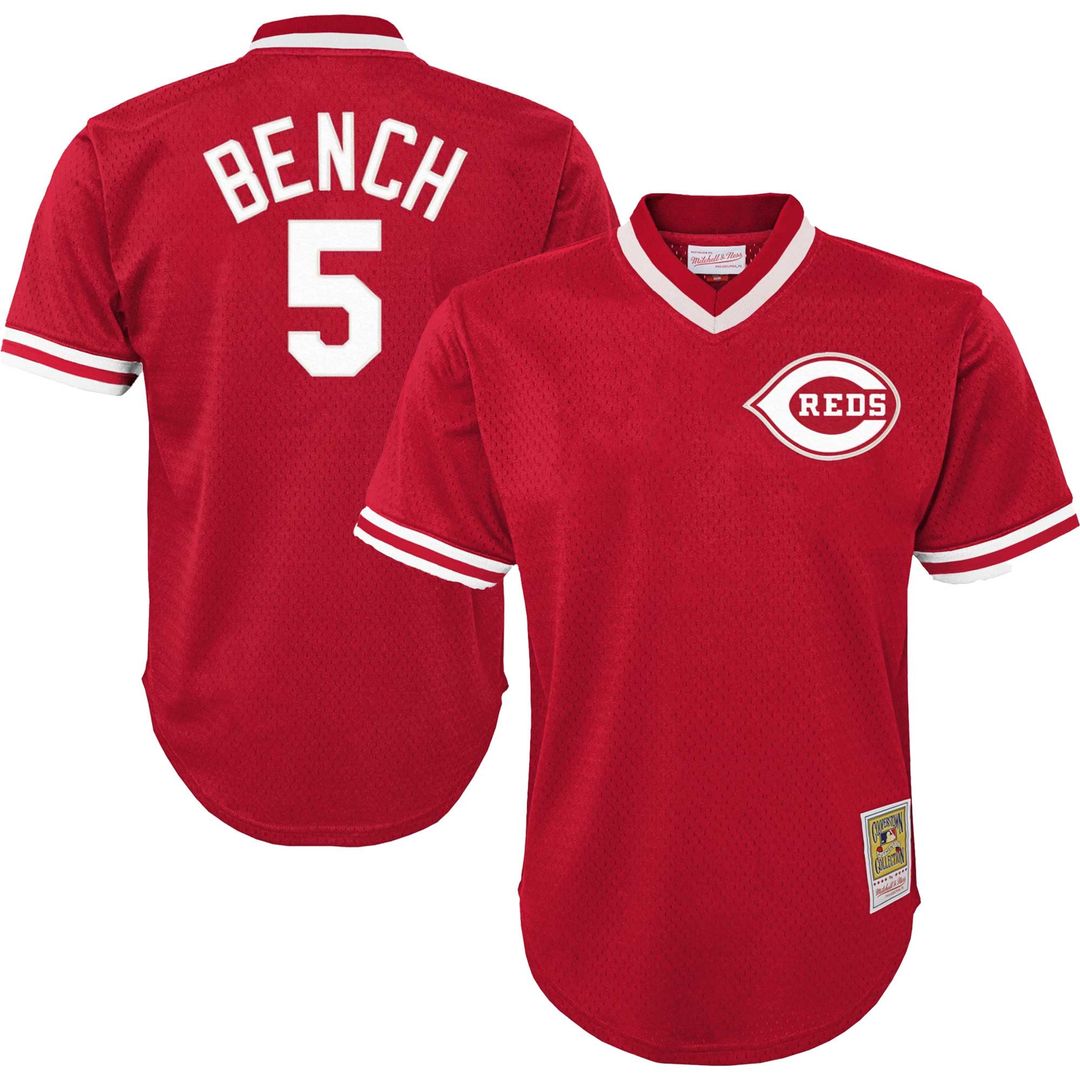 Johnny Bench Cincinnati Reds Youth Cooperstown Collection Mesh Batting Practice Jersey - Red