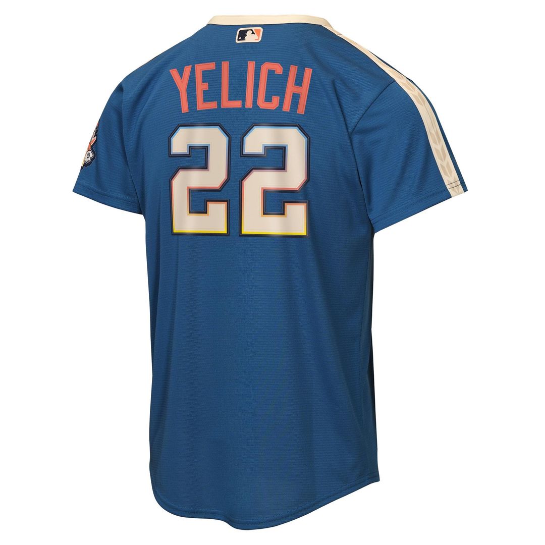 Christian Yelich Milwaukee Brewers Youth 2026 City Connect Stadium Jersey - Mineral Blue