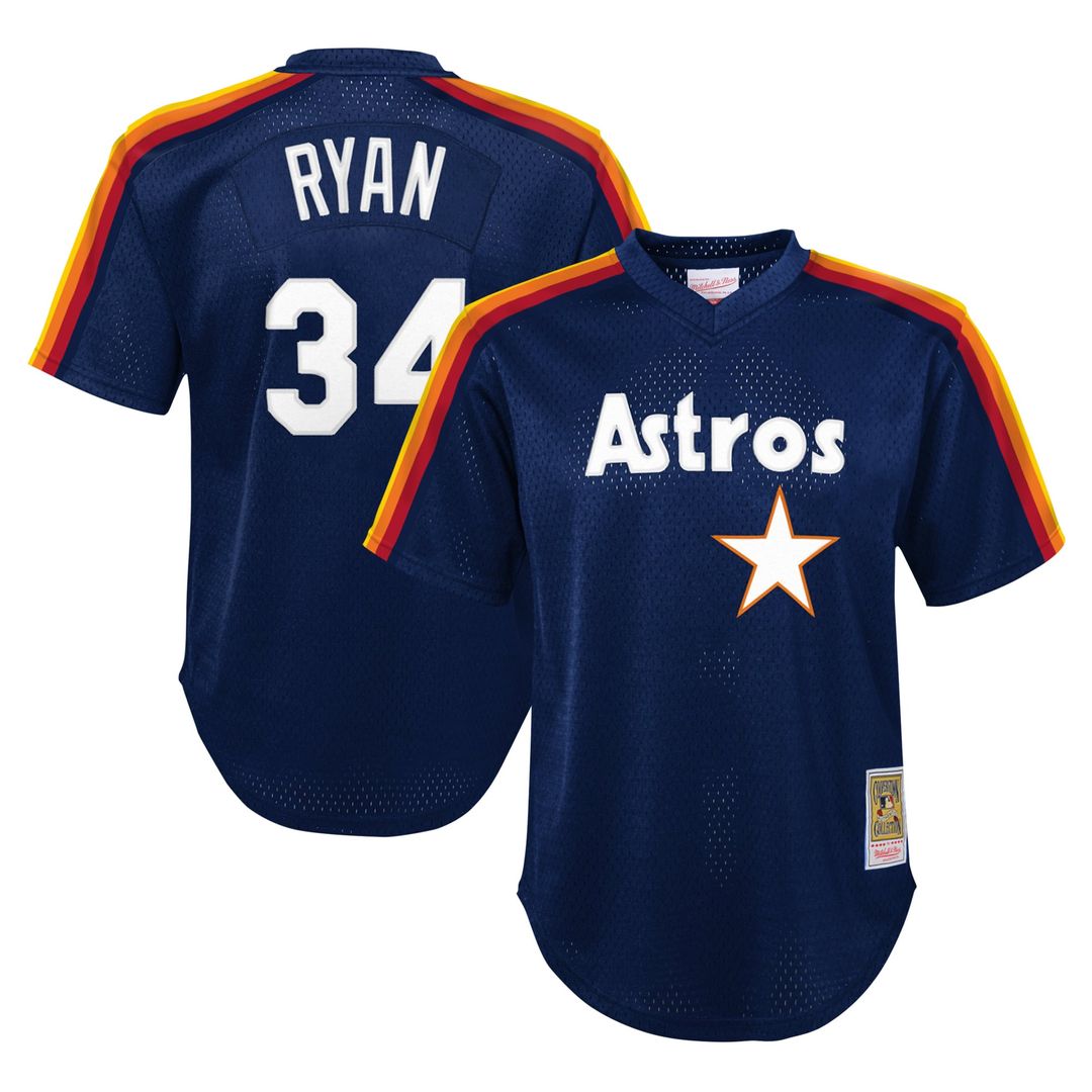 Nolan Ryan Houston Astros Youth Cooperstown Collection Mesh Batting Practice Jersey - Navy