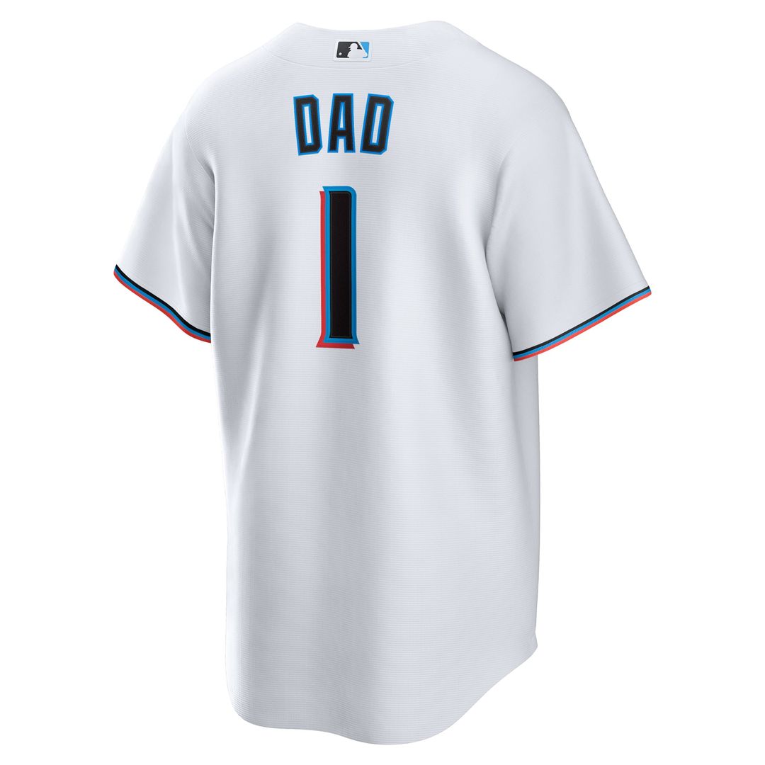 Miami Marlins #1 Dad Home Replica Jersey - White