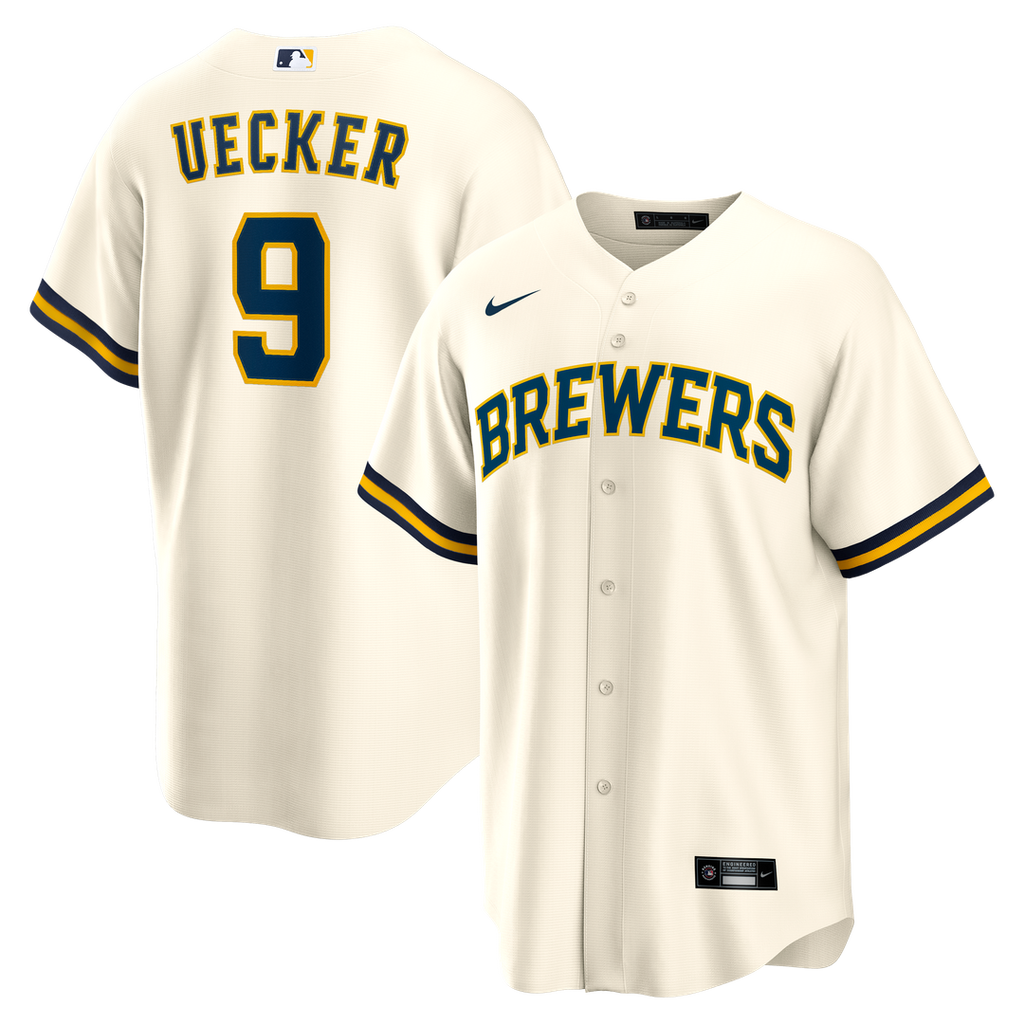 Bob Uecker Milwaukee Brewers Home Retired Player Replica Jersey - Cream