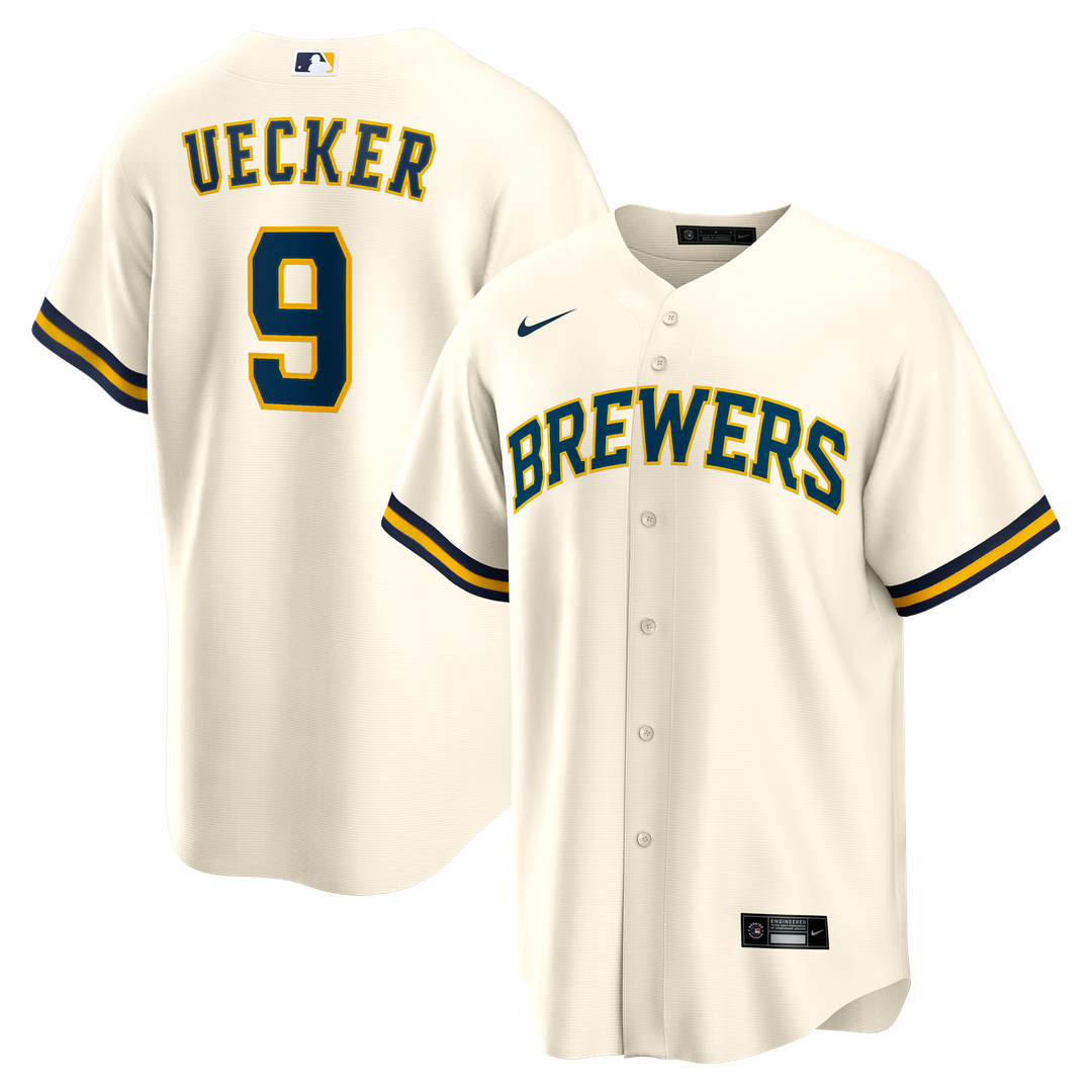 Bob Uecker Milwaukee Brewers Home Retired Player Replica Jersey - Cream