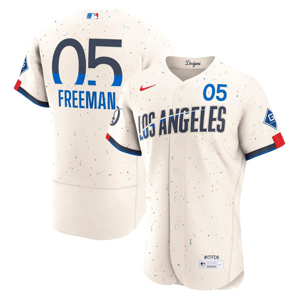 Freddie Freeman Los Angeles Dodgers City Connect Authentic Sponsor Patch Jersey - Cream