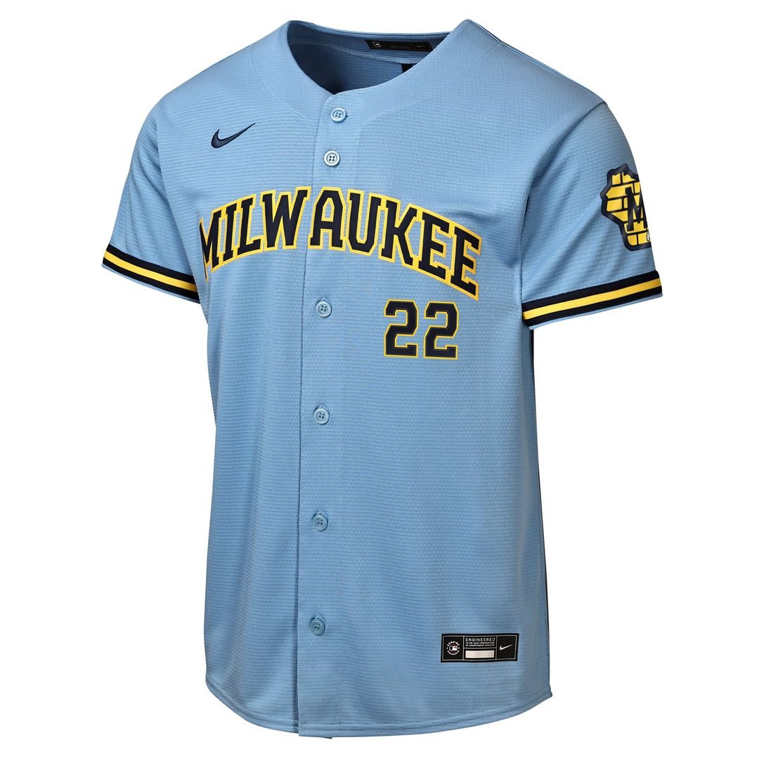 Christian Yelich Milwaukee Brewers Youth Road Stadium Jersey - Powder Blue