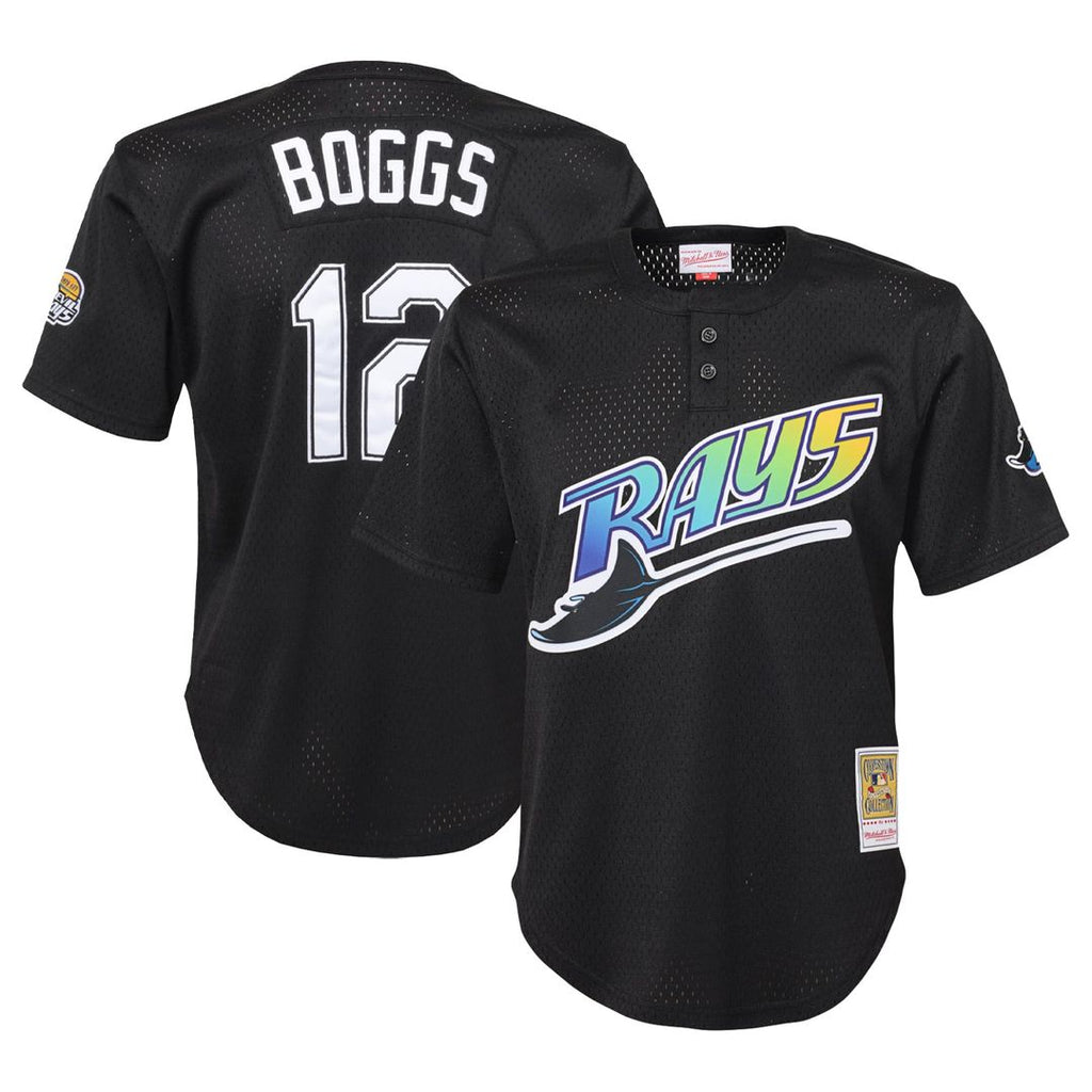Wade Boggs Tampa Bay Rays Youth Cooperstown Collection Mesh Batting Practice Jersey - Black