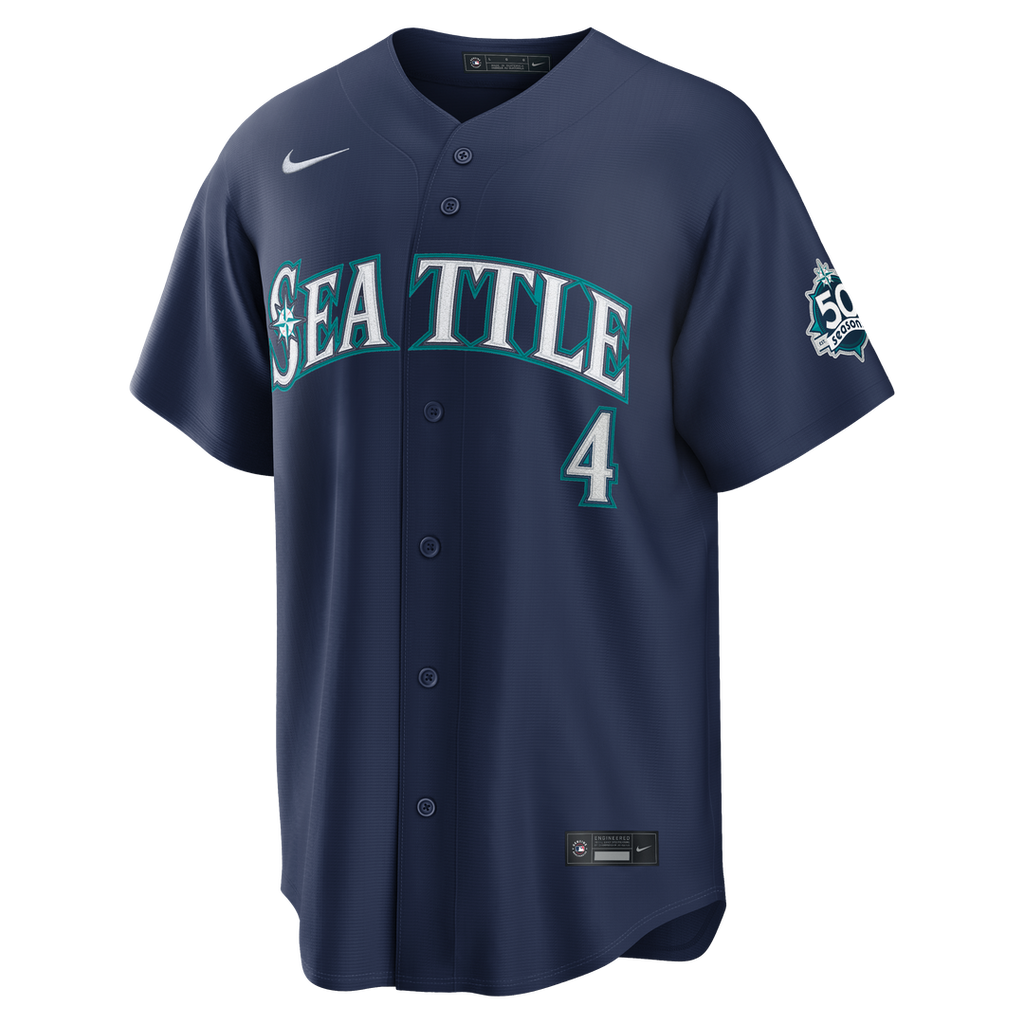 Colt Emerson Seattle Mariners Road 50th Season Anniversary Patch Stadium Jersey - Navy