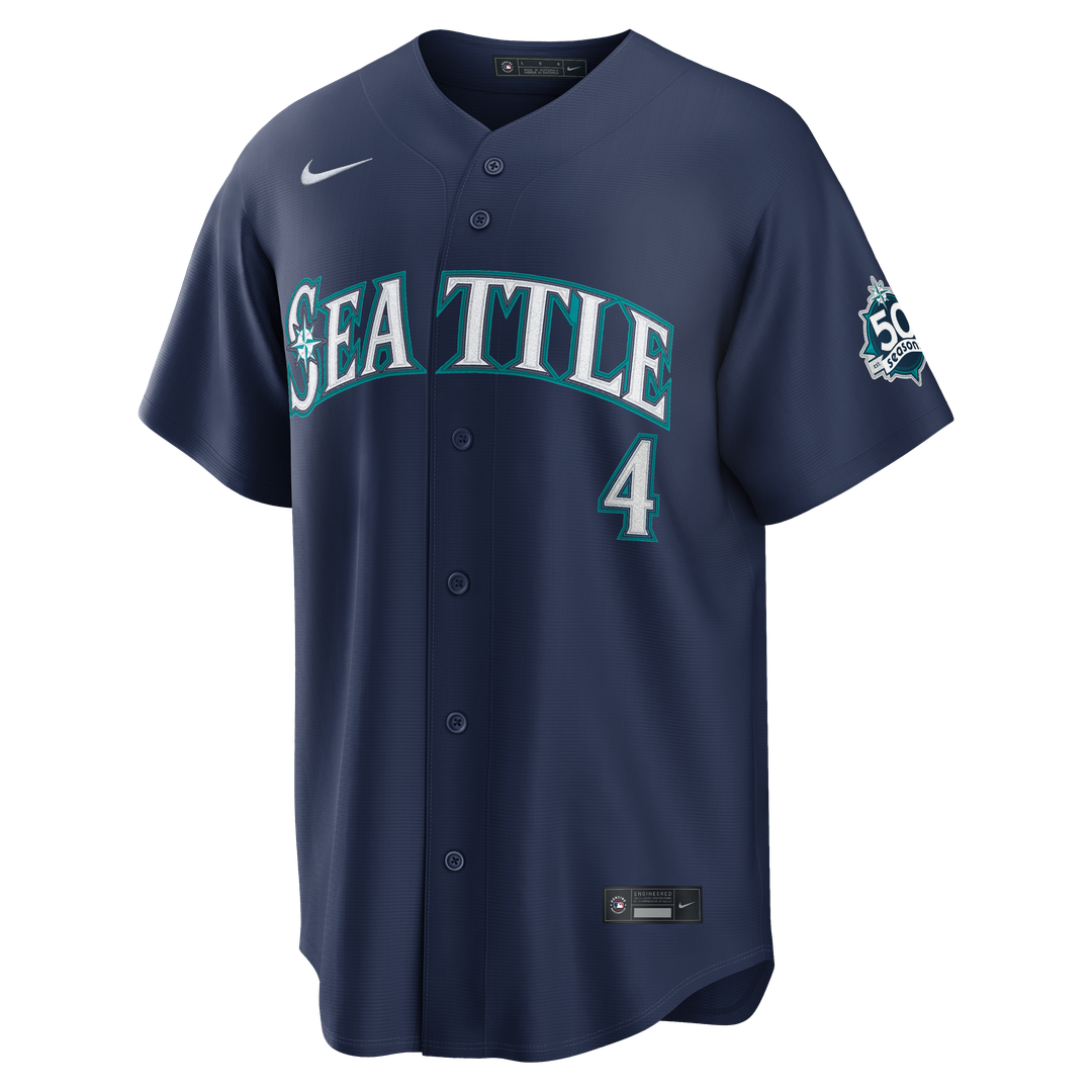 Colt Emerson Seattle Mariners Road 50th Season Anniversary Patch Stadium Jersey - Navy