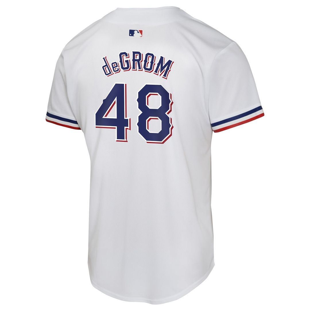 Jacob deGrom Texas Rangers Youth Home Game Player Jersey - White