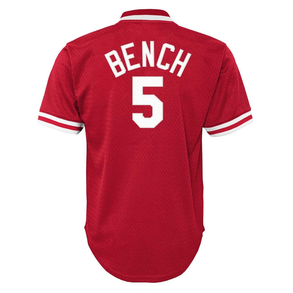 Johnny Bench Cincinnati Reds Youth Cooperstown Collection Mesh Batting Practice Jersey - Red