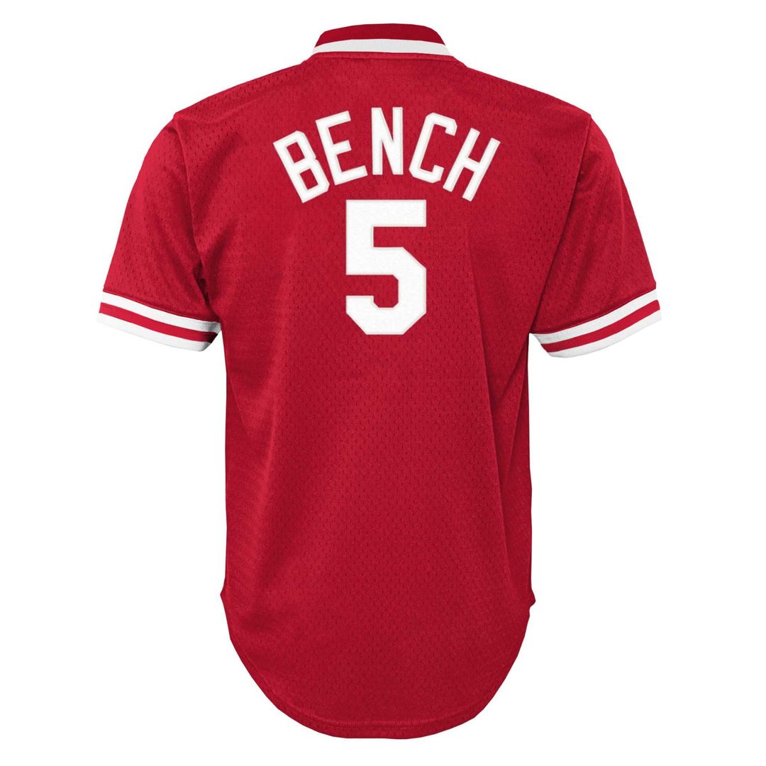 Johnny Bench Cincinnati Reds Youth Cooperstown Collection Mesh Batting Practice Jersey - Red