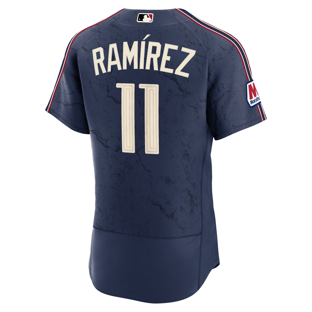 José Ramírez Cleveland Guardians City Connect Authentic Sponsor Patch Jersey - Navy