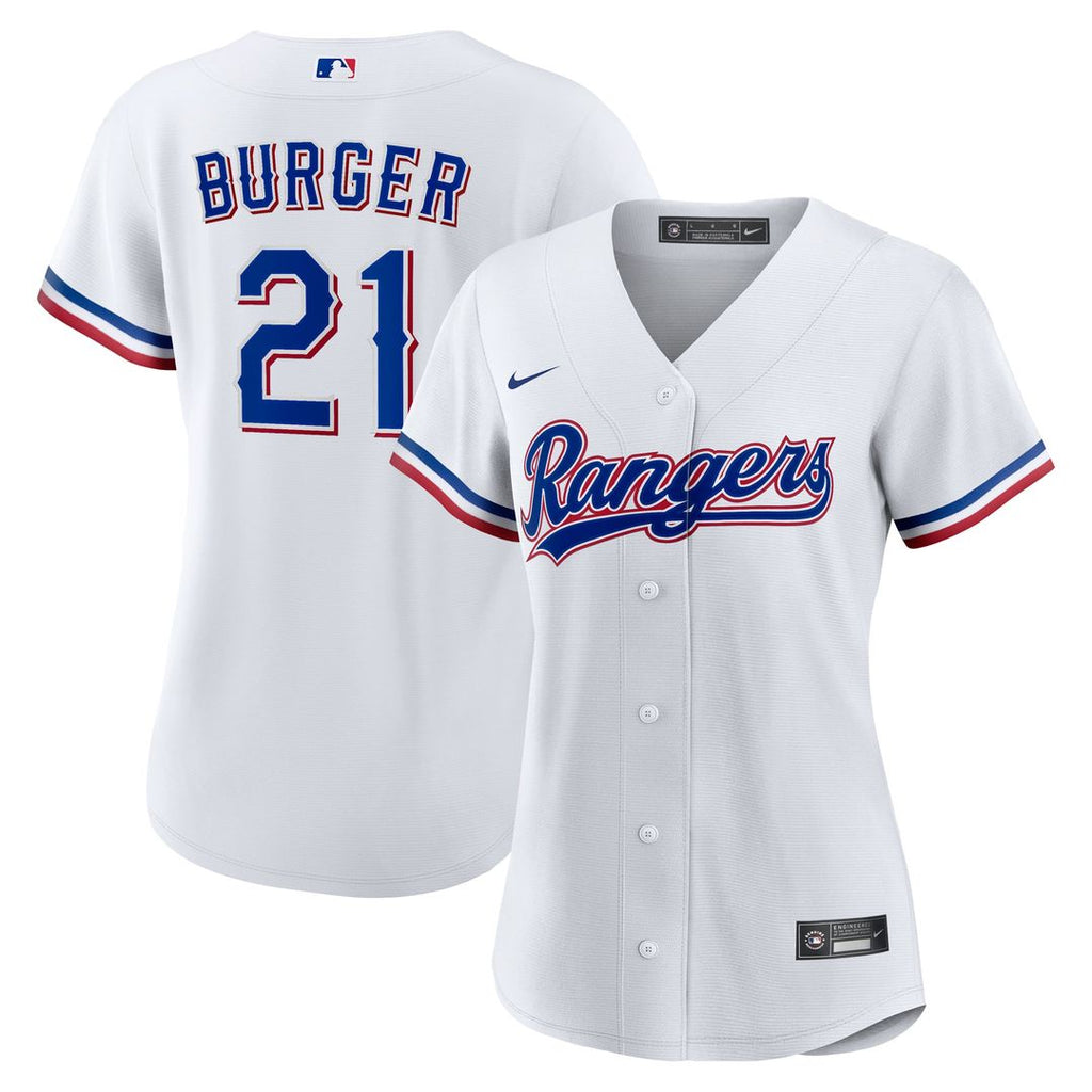 Jake Burger Texas Rangers Women's Home Replica Jersey - White