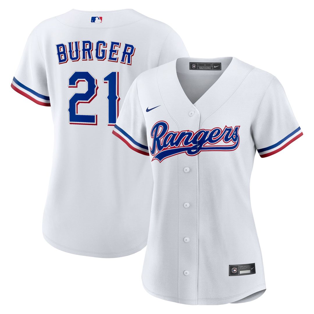 Jake Burger Texas Rangers Women's Home Replica Jersey - White