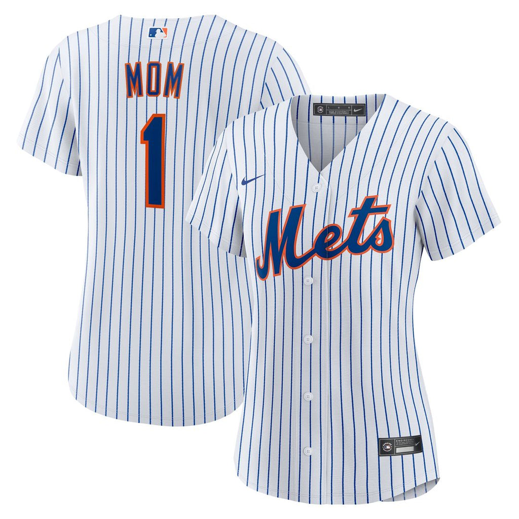 New York Mets Women's #1 Mom Home Replica Jersey - White