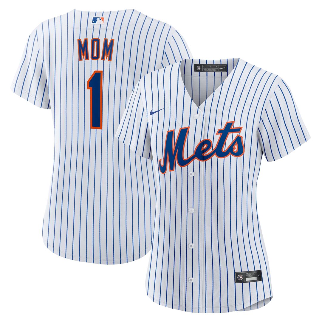 New York Mets Women's #1 Mom Home Replica Jersey - White