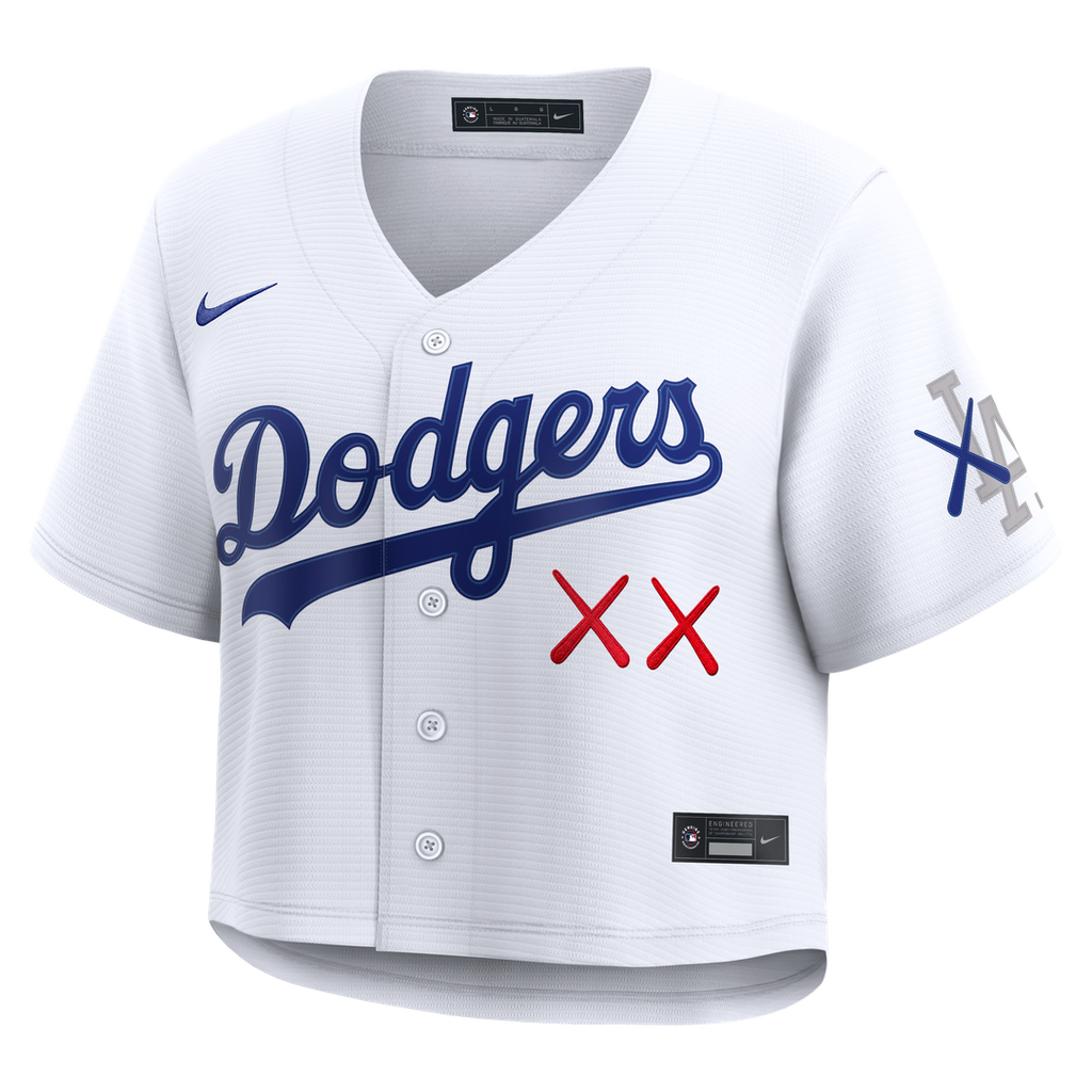 Los Angeles Dodgers x KAWS Women's Cropped Replica Jersey - White
