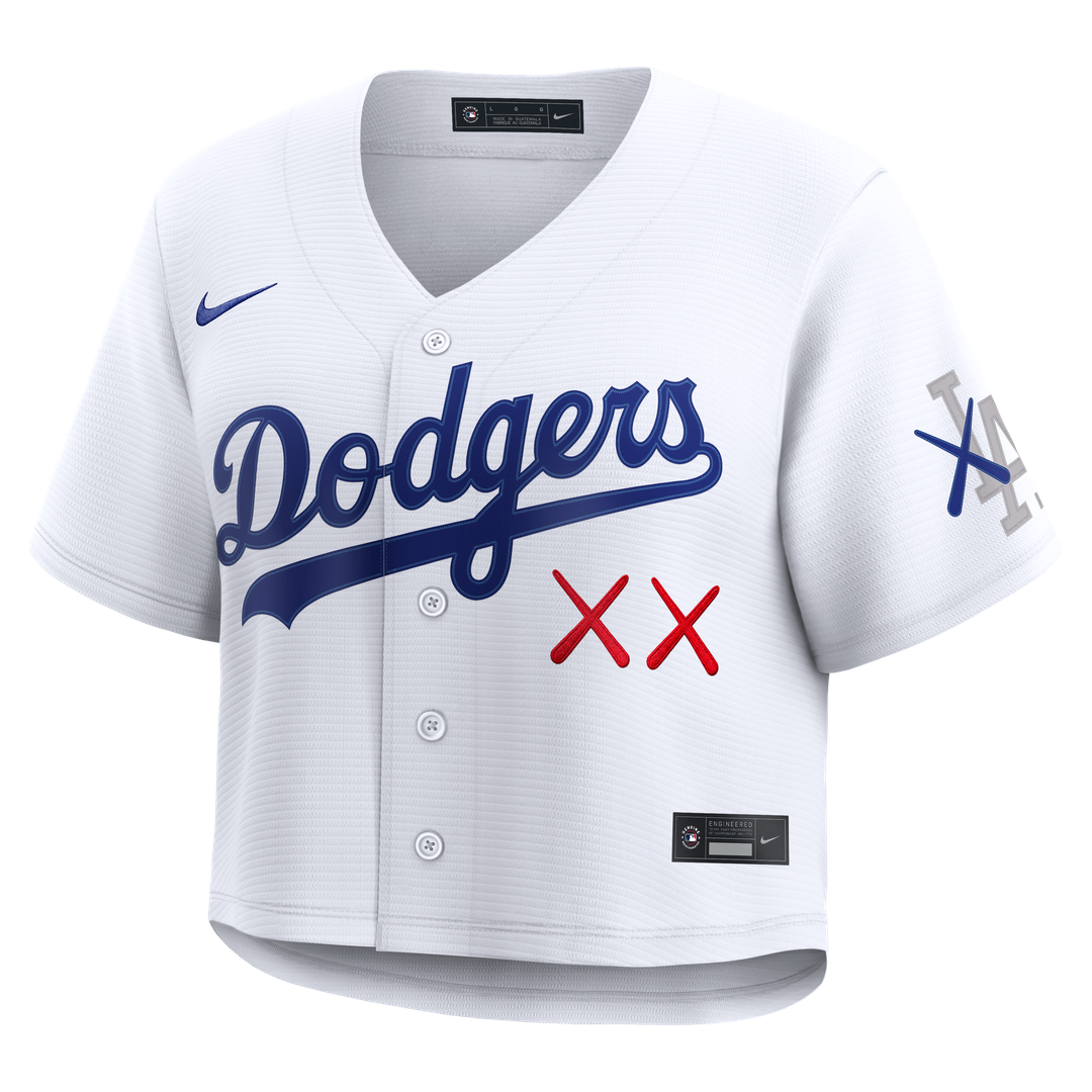 Los Angeles Dodgers x KAWS Women's Cropped Replica Jersey - White